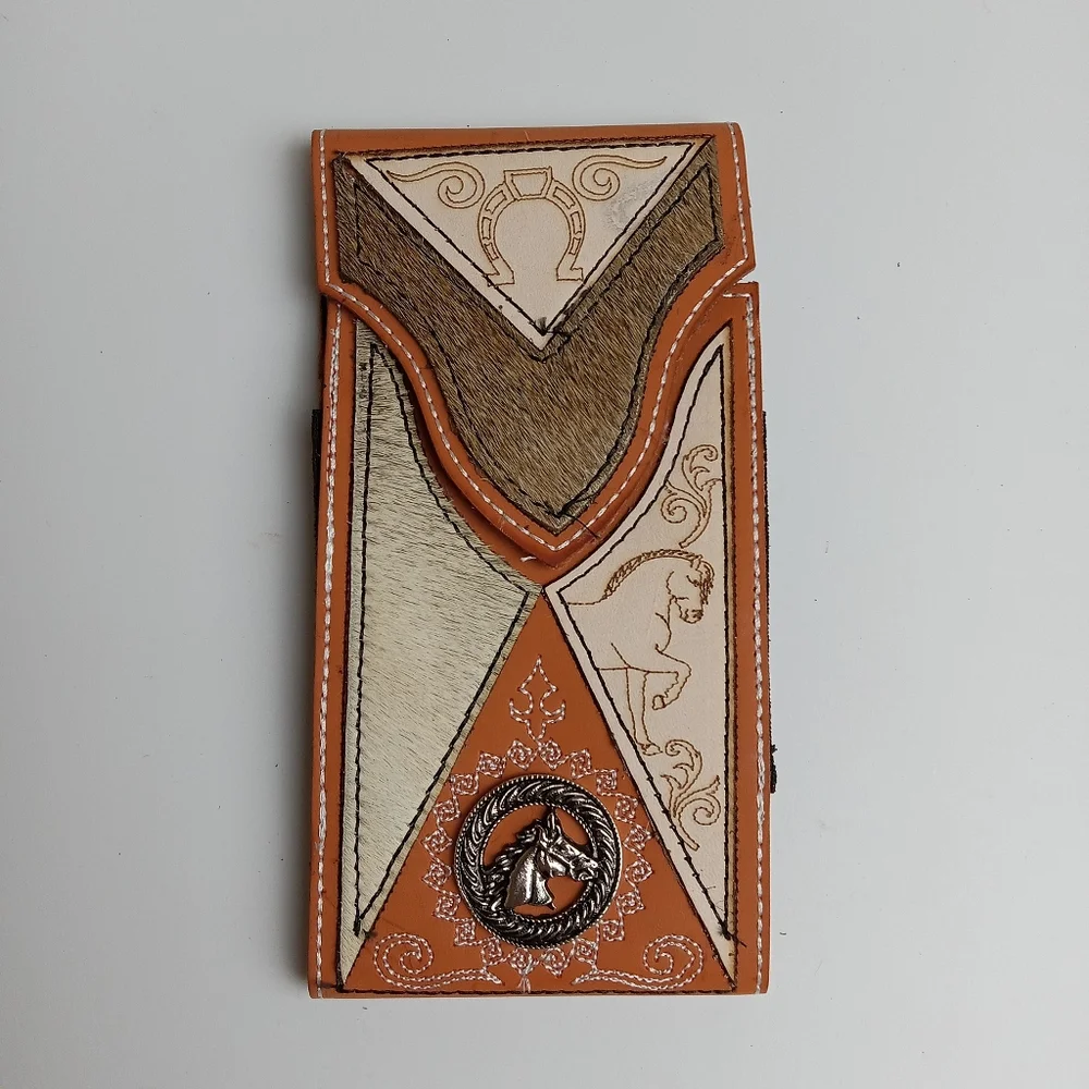 WESTERN LEATHER CELL PHONE CASE, FUNDA VAQUERA DE CUERO‎ COWBOY RODEO PHONE CASE